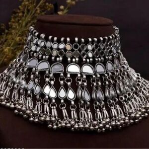 Indian Pakistani silver necklace with earrings 
#596